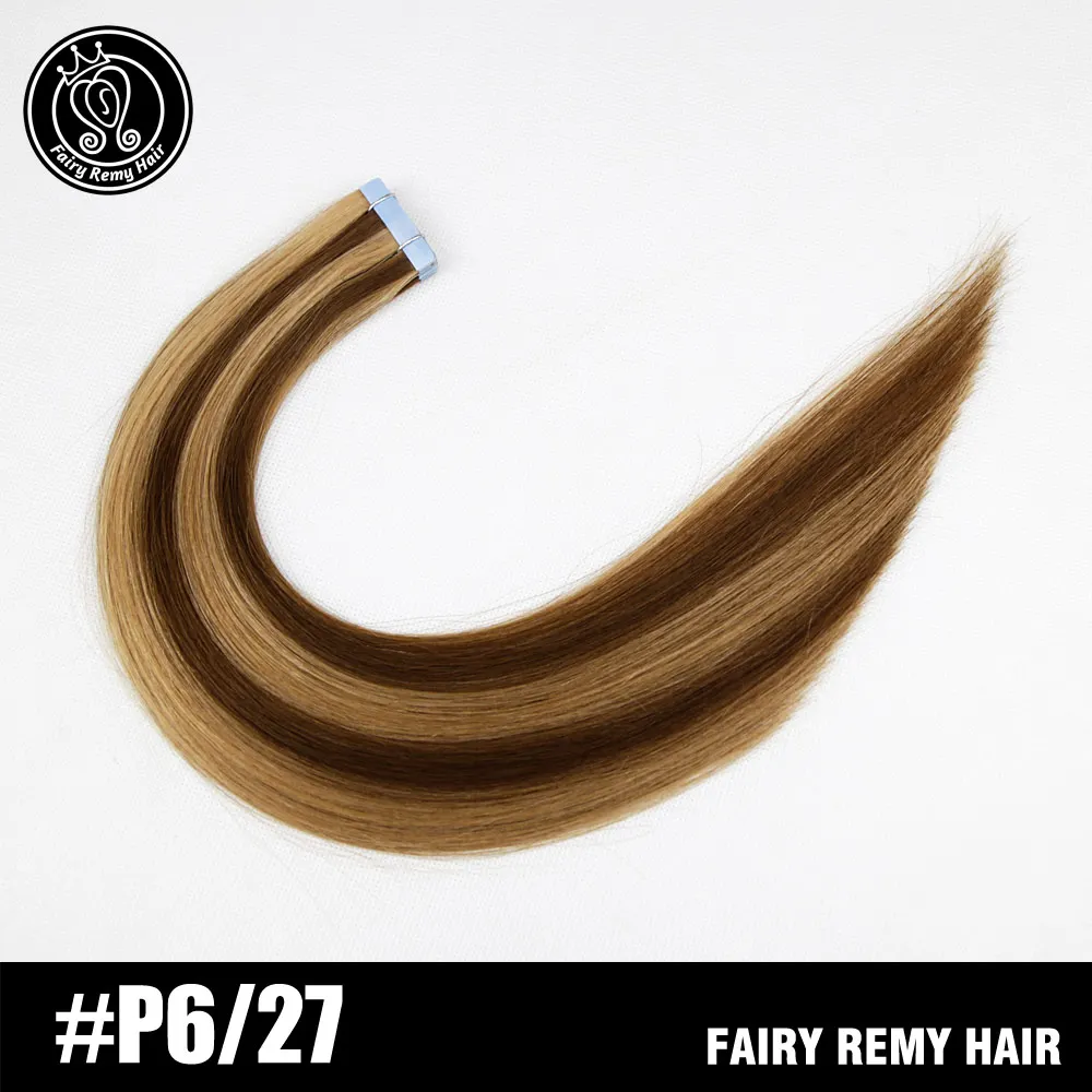 Накладные Человеческие волосы Remy на Клейкой Ленте, 20 дюймов, натуральные человеческие волосы Remy на клейкой ленте, платиновый блонд, 2 г/шт., 40 г, сказочные волосы remy - Цвет: P6-27