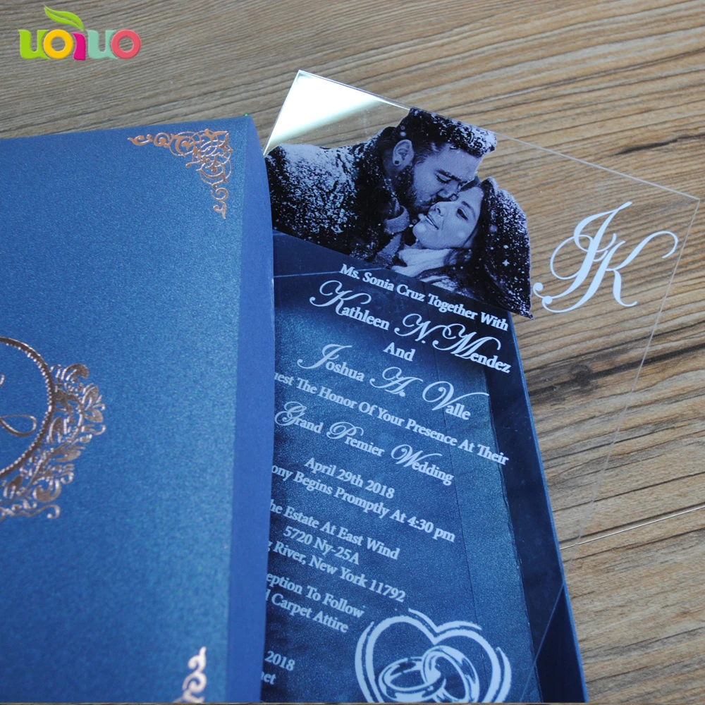  Luxurious printing wedding invitation card making laser cut clear acrylic glass invitation card pri - 32916001886