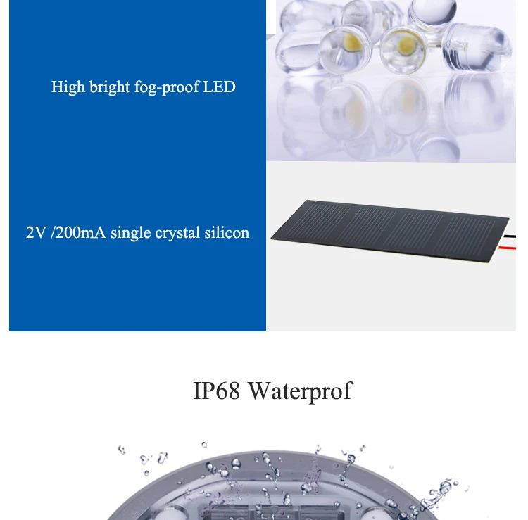 IP68 водонепроницаемый алюминиевый чехол на солнечных батареях дорожный светильник-гвоздик Светоотражающая наземПредупреждение льная лампа