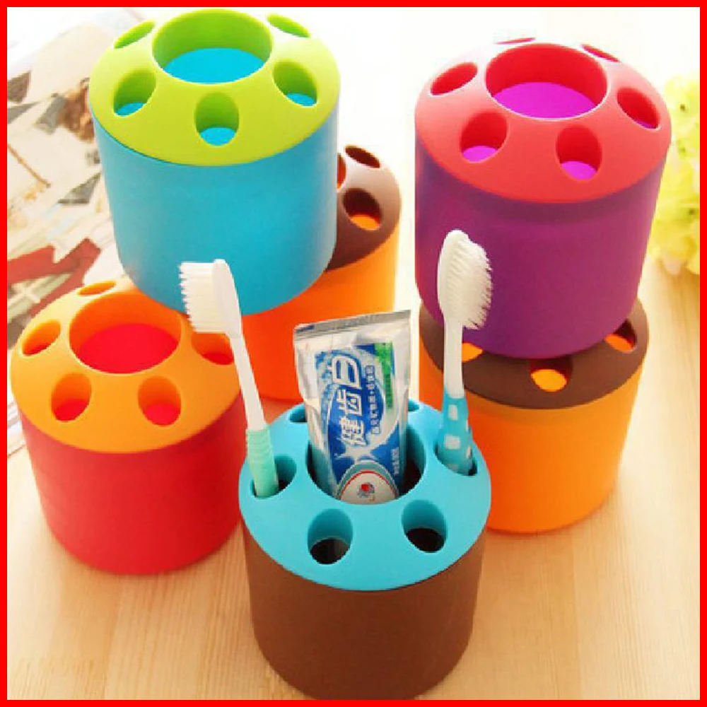 5 Colors Toothbrush Toothpaste Holder Cup Pen Holder Container Makeup