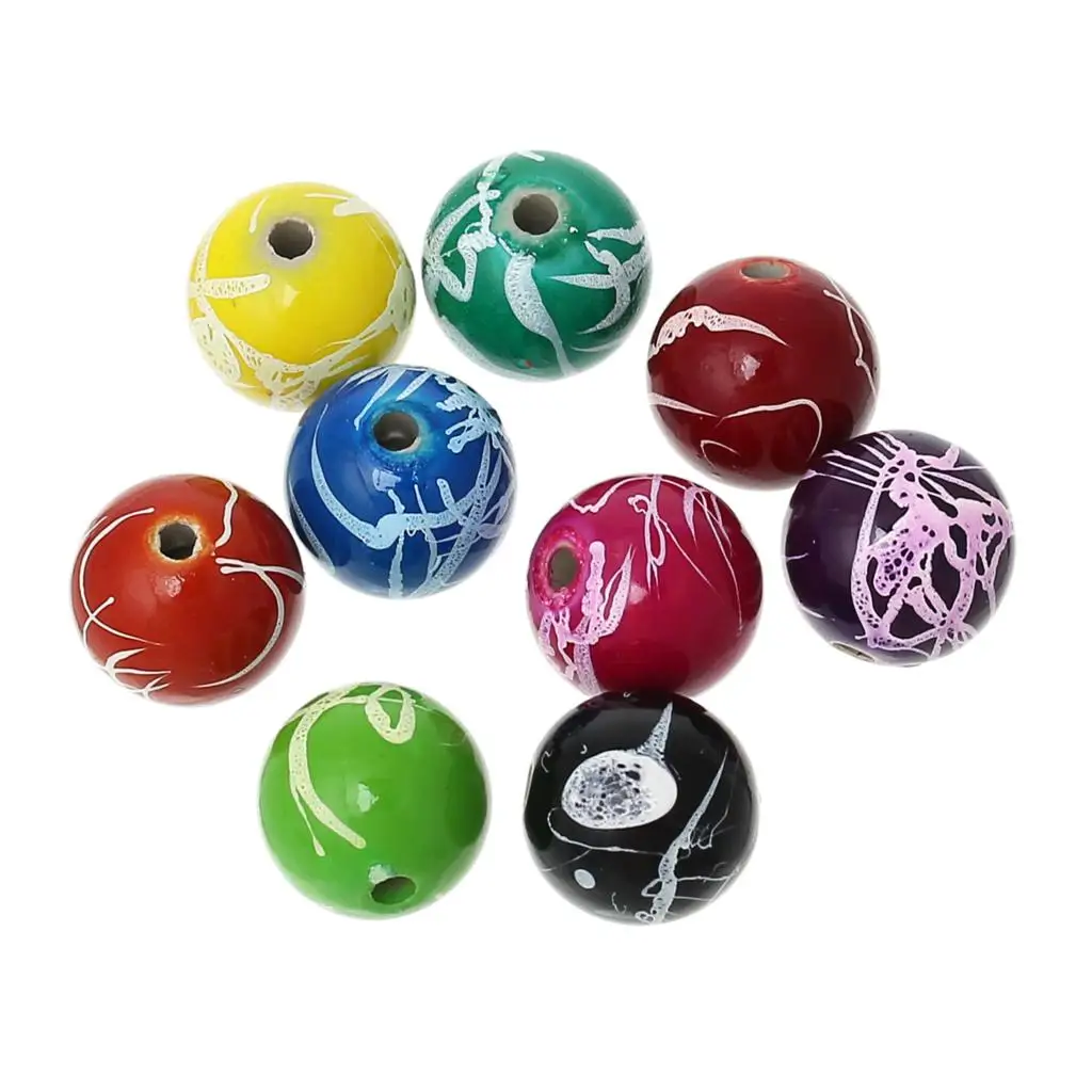 

DoreenBeads Acrylic Spacer Beads Round Mixed Pattern Pattern About 14mm( 4/8") Dia, Hole: Approx 2.7mm, 7 PCs