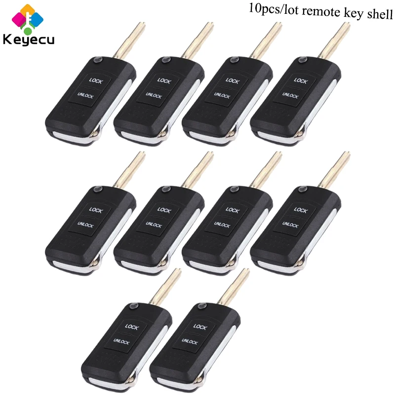 KEYECU 10PCS/Lot Replacement Modified Folding Remote Key Shell - 2 Buttons &amp Left Blade FOB for Mitsubish Lancer Outlander... |