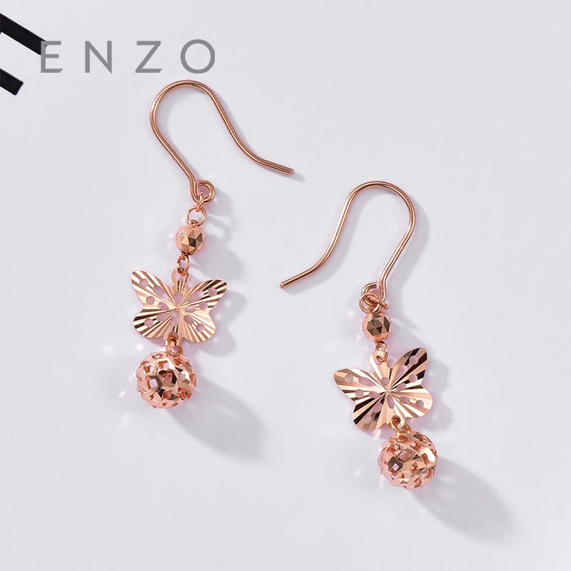 

Pure 18K Rose Gold Jewelry Butterfly Earring Women Miss Girls Gift Party Female Drop Earrings Solid Hot Sale New Good Trendy