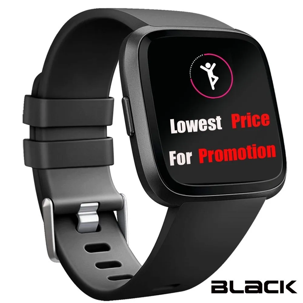 Duszake мягкий ремешок для Fitbit Versa, ремешок замена силиконовые спортивные Смарт-часы ремешок для Fitbit Versa Lite запястье браслет - Цвет: Black For Promotion