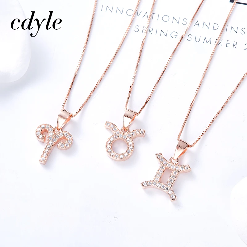 Baratos Cdyle collar de oro para mujeres estrella Zodiaco signo 12 constelación 925 plata esterlina colgantes collares para mujeres cadena ajustable