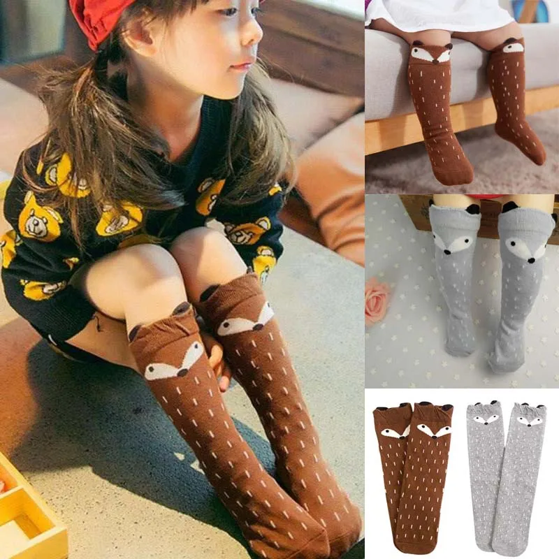 

2-4Y Kids Baby Girls stocking 3D cute cat lovely Cartoon Knee High Tights Stretch cotton Leg Warmer Stockings