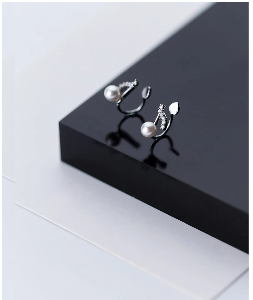 925 Sterling Silver Crystal Music Notes Ear Cuff Small Earrings For Women Flower Ear Clip Female Clip Earrings Without Piercing (1)