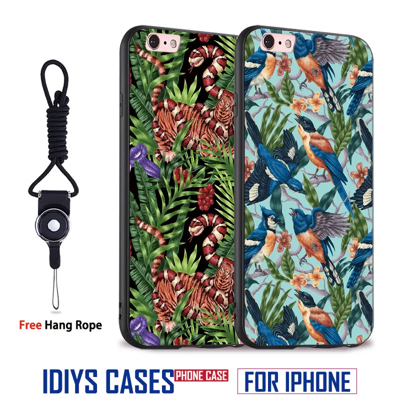 

Illustrator Art Popular Style Coque With Hang Rope Soft Silicone Phone Case Cover Shell Bag For Apple iPhone 5 SE 5S 6 6S 7 PLUS