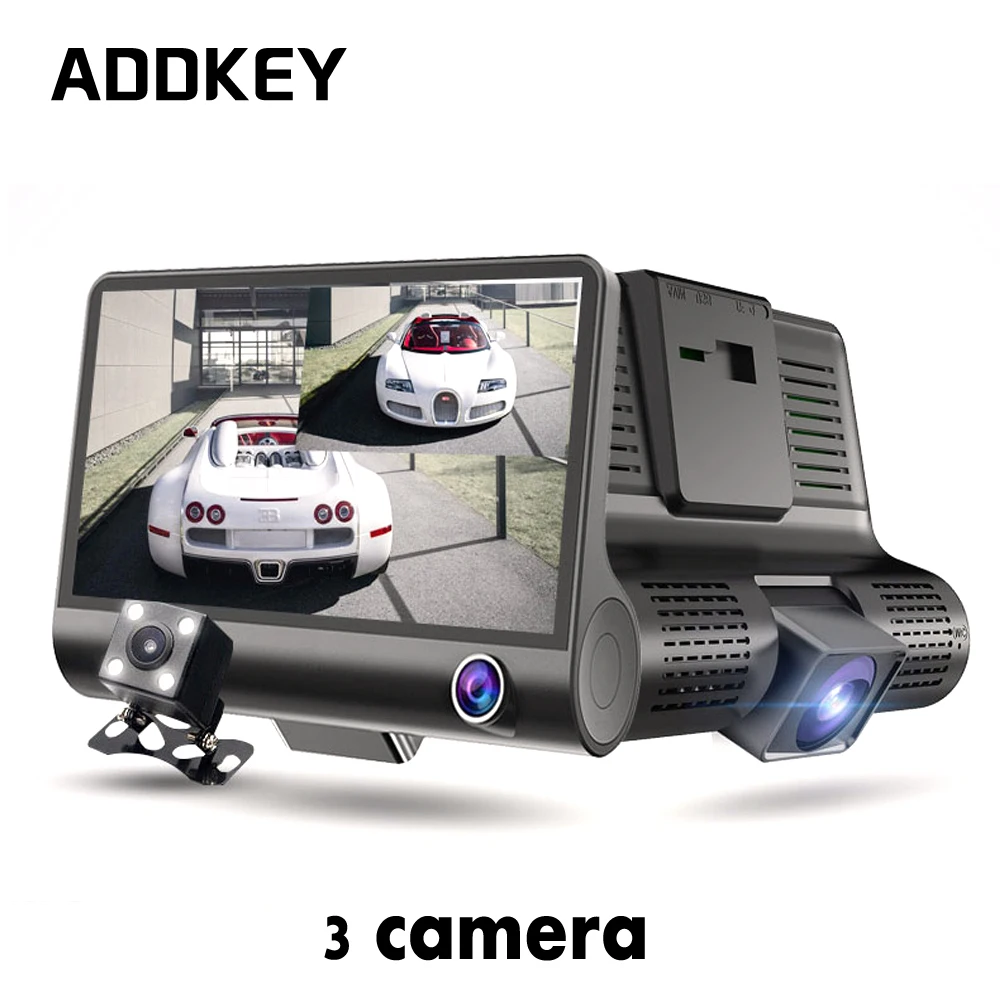 ADDKEY 3 cameras car dvr camera Full HD 1080P 4.0 inch IPS screen dash