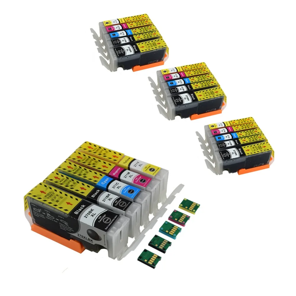 

4sets Compatible PGI270 CLI271 XL(1with Permanent Chip + 3Replacements) Ink Cartridge for Canon PIXMA MG5720 5721 5722 6820 6821