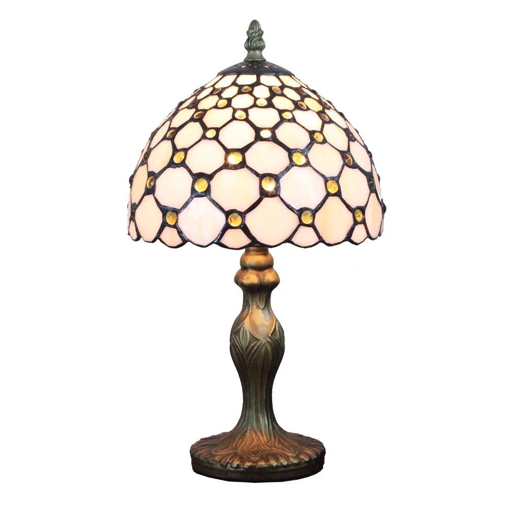 

8 inch jeweled table lamp stained glass table light decorative home decor study lamp restaurant lamp