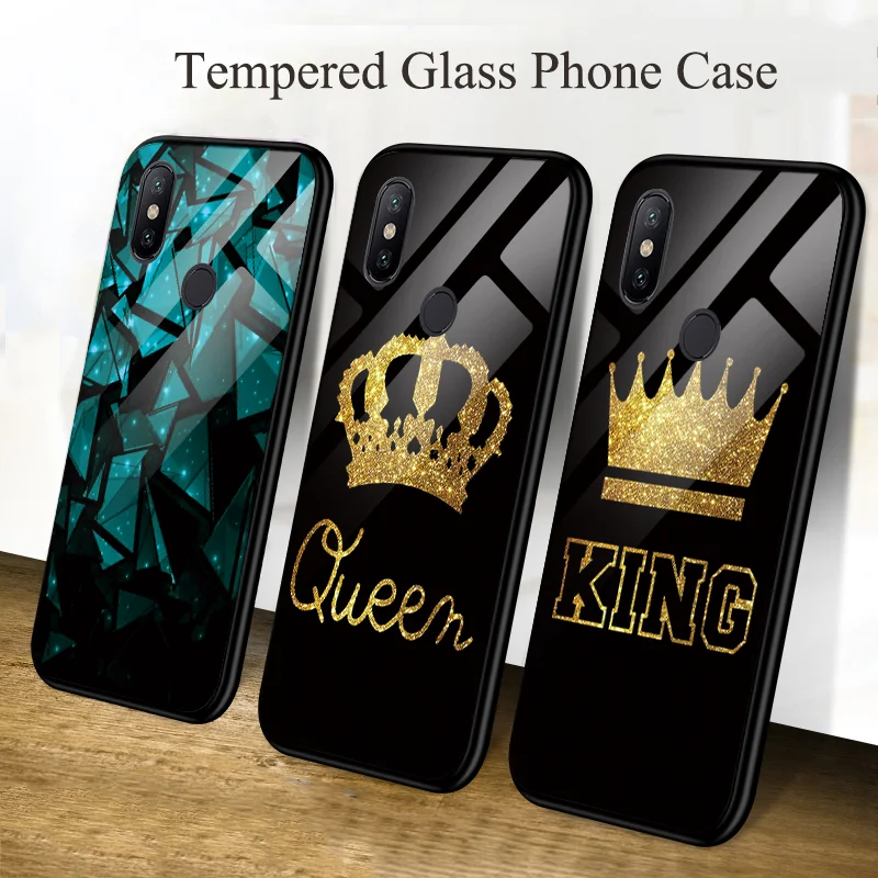 

Queen Couple Tempered Glass Case For Xiaomi Mi 9T Pro A2 6X 5 5S 6 9 8 SE Lite Mix 2S 2 Redmi Note 7 6 5 K20 Pro 4X S2 6A Covers