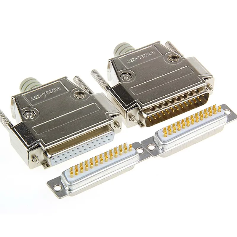 

25 Pin D-SUB DB25 Serial Male Socket Gold-plated Copper Straight Leg Connector 2 Rows Harpoon Welded Plate Socket Rivet