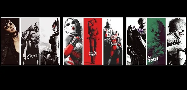 Бэтмен: Arkham City Videogame плакат ткань шелк Бэтмен Джокер Квинн женщина-кошка печать