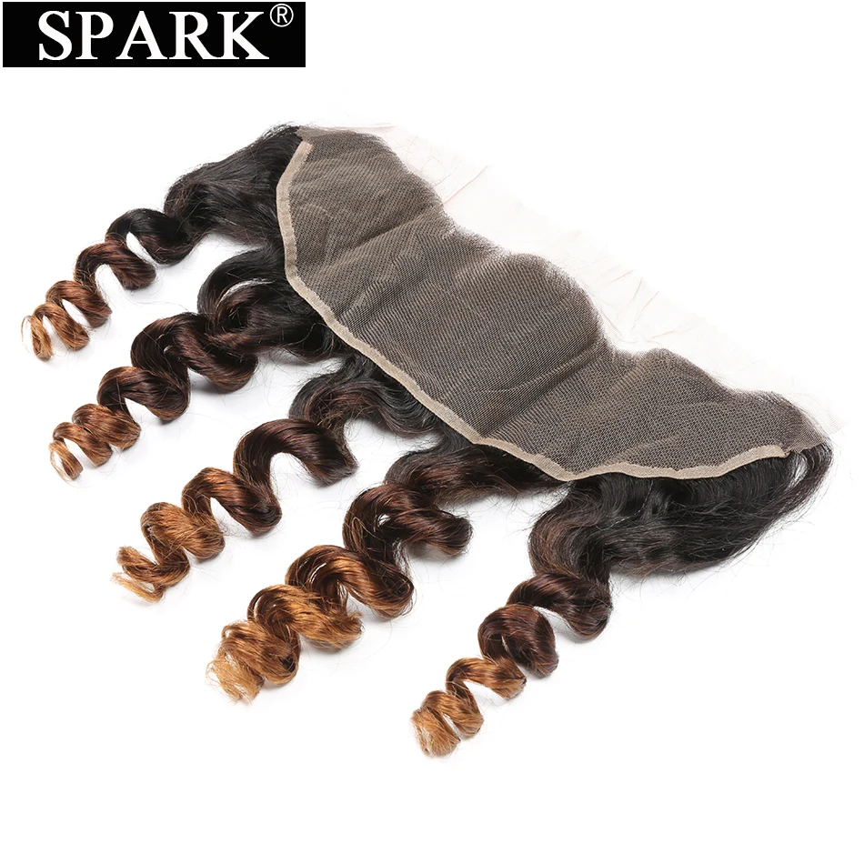 

Spark Ombre Brazilian Loose Wave Lace Frontal Closure Ear to Ear 13x4 Remy Human Hair Closure 1B/4/30 Color Free Part