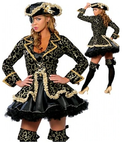 

freeshipping new Medieval DELUXE LADIES PIRATE caribbean Fancy dress UP Party costume+Hat priate costume outfit plus size s-3xl