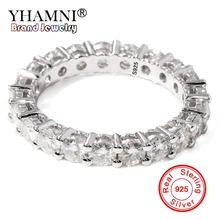 YHAMNI New Hot Fashion Real Solid 925 Silver Ring Luxury 0.1ct Round CZ Zircon Round Wedding Rings Jewelry Gift for Women RA028