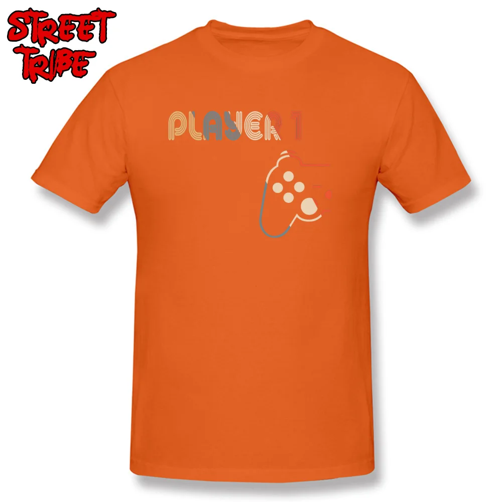 Normal All Cotton T-shirts for Men Short Sleeve Normal Tops Shirts 2018 Hot Sale Summer Autumn O-Neck T Shirt Printed Matching Gamer Couple tee Player 1 Player 2 Sh orange