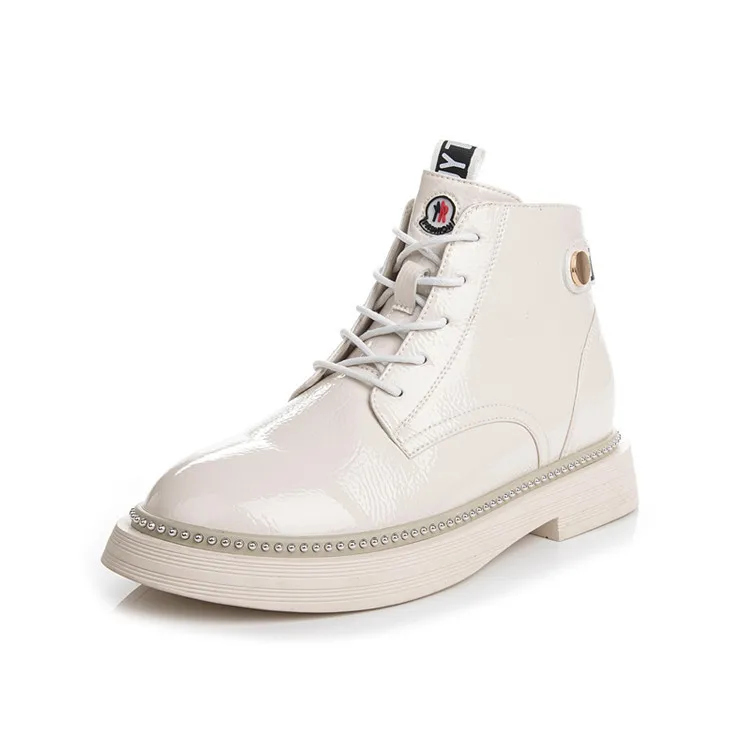 

Fashion Leisure Ankle Women Martin Boots Round Toe Low Hoof Heels Punk Motorcycle Boots Solid Cross-tied Platform Lace up Shoes