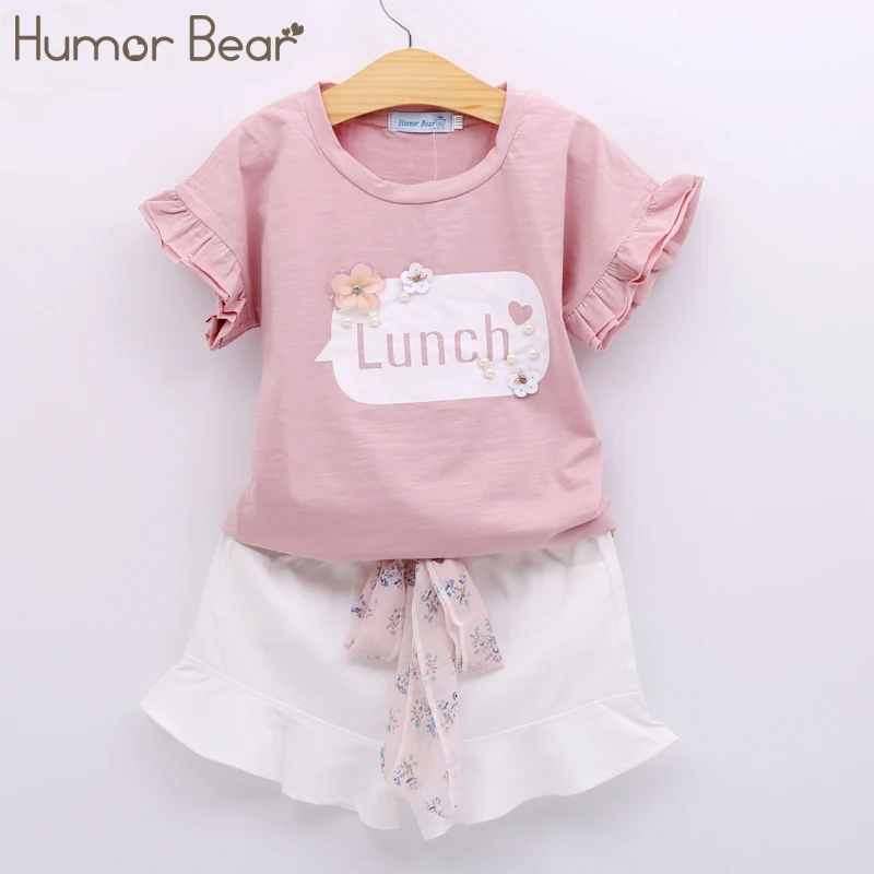 Комплект одежды Humor Bear для девочек новинка летняя Клетчатая футболка и шорты