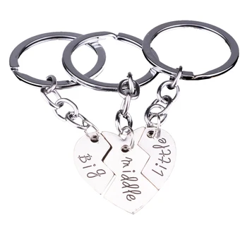 

3Pcs New Love Heart Couple Key Chains Souvenirs for Best Friend Keyring, Silver