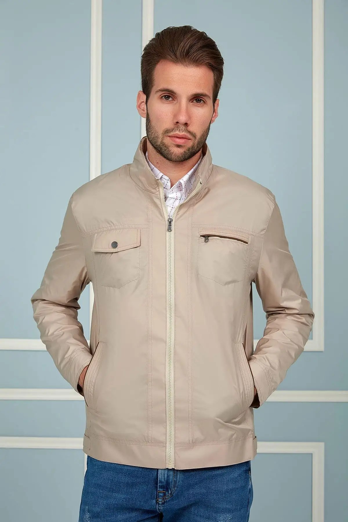 

Dewberry Male Beige Coat-1040001M8642