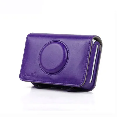 Retro PU Leather Camera Bag Instax Mini Case Protective Cover Pouch Digital Funda Camera reflex for Polaroid Snap Touch Instant - Цвет: Purple