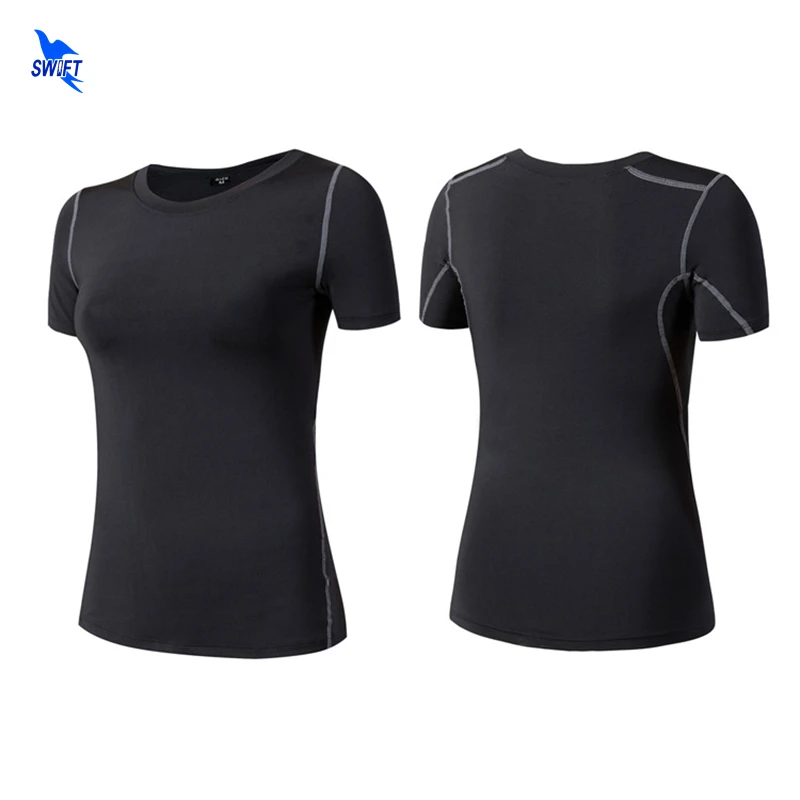 2020 Quick Dry Slim Fit Women Solid Tshirts Compression Shirt Tops