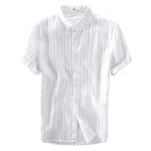 Новое поступление, Льняная мужская рубашка с короткими рукавами в американском стиле Летние повседневные Мягкие Рубашки льняная одежда Мужская рубашка camisas para hombre