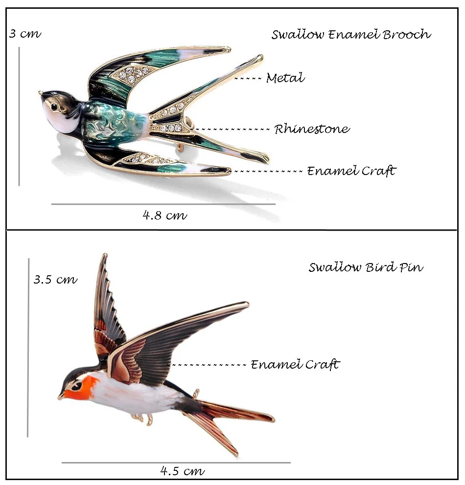 Morkopela эмалированная брошь в виде ласточки, женские броши и булавки, ювелирные изделия, зажим для шарфа, птица, стразы, брошь для банкета, ювелирные изделия