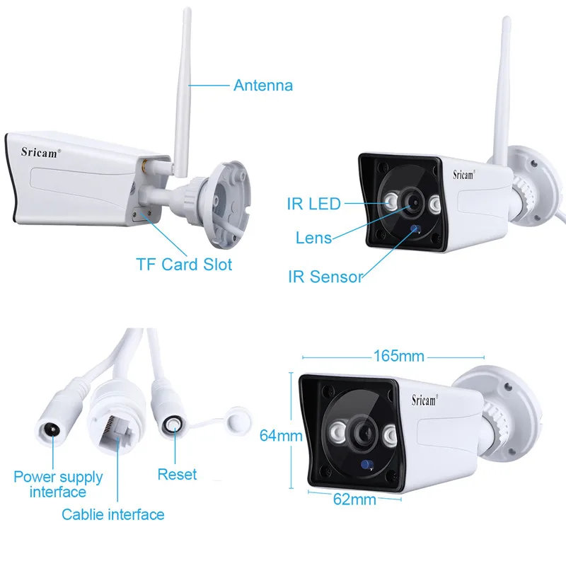 Sricam SP023 ip-камера 1080P HD беспроводная Wifi камера видеонаблюдения наружная Водонепроницаемая ip-камера ночная версия TF слот ONVIF