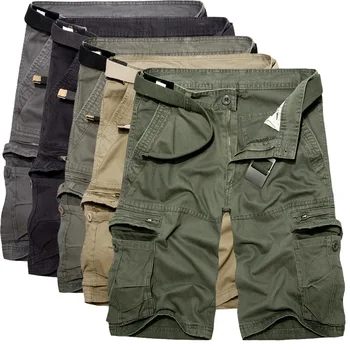 

Mens Military Cargo Short Pants Summer Army Green Cotton Pants Men Loose Multi-Pocket Homme Casual Cargo Safari Style
