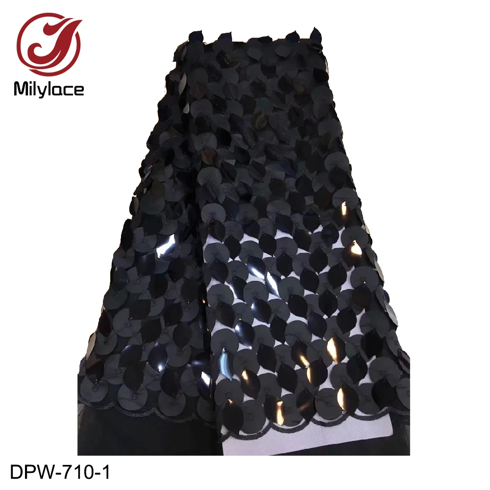 

New Coming Nigerian Lace Fabric with Shiny Sequins Available African Tulle Lace Fabrics for Party DPW-710