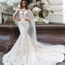 Сексуальное Милое Бохо кружевное свадебное платье Русалка Глубокий v-образный вырез аппликации Vestige De Noiva Свадебные платья с накидкой вуалью
