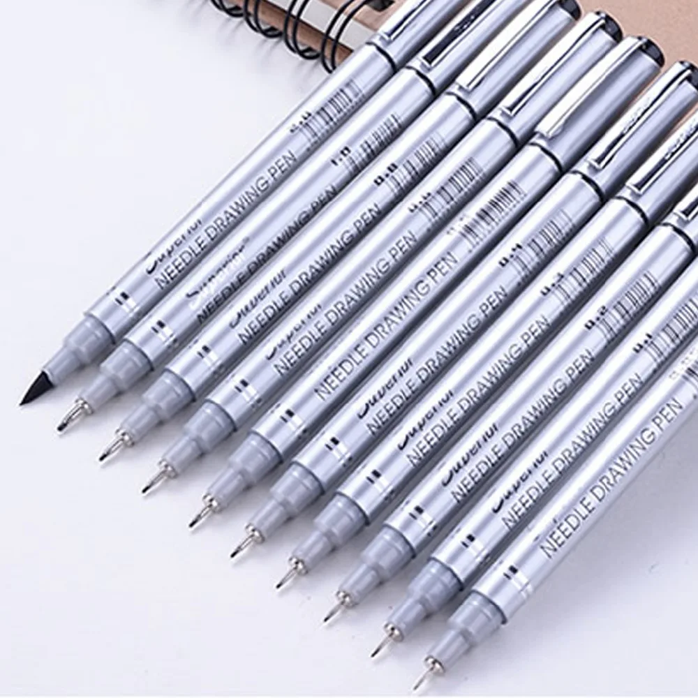 Superior 10Pcs Needle Drawing Pen Waterproof Pigment Fineline Sketch