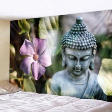 Flower Buddha Statue Prainted Plant Polyester Wall Hanging Tapestry Mandala Bohemia 5 Sizes Travel Sleeping Pad Polyester Fabric