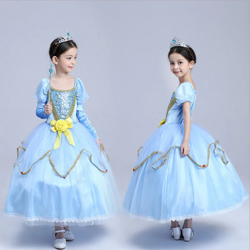 Sandy Princess Cinderella Cosplay Costume for Kids Girls Party Fancy Dress Gown
