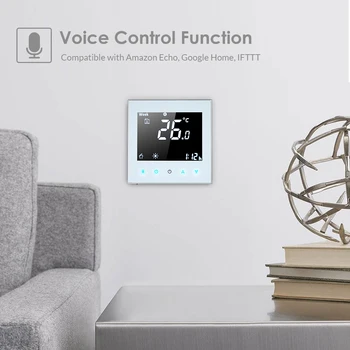 

LCD Thermostat 5A Programmable Water Heating Controller Temperature Regulator Touchscreen Backlight Voice Control Function