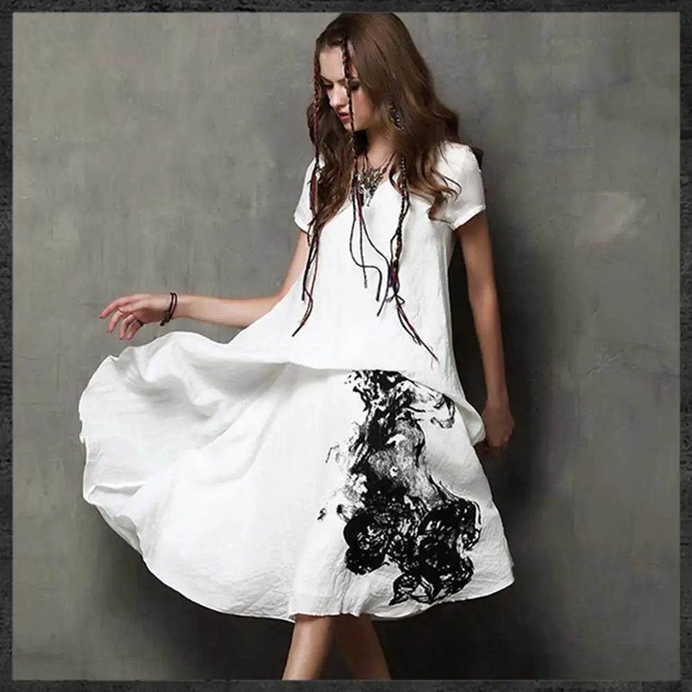 2017 г. летние женские платье Boho Новый платья Vestido Повседневный халат Свободные
