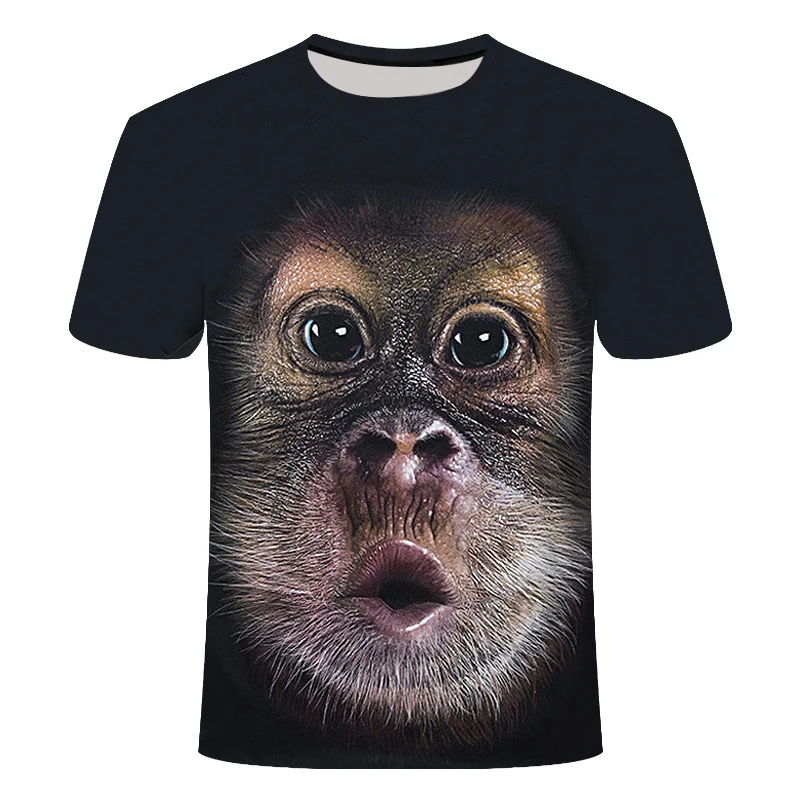 Summer Men's brand clothing O-Neck short sleeve animal T-shirt monkey/lion 3D Digital Printed T shirt Homme large size 6xl