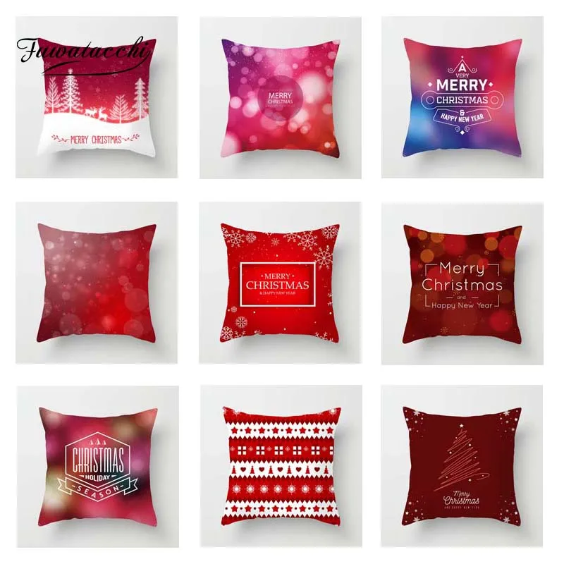 

Fuwatacchi Christmas Santa Snow Tree Deer Cushion Cover Happy New Year Throw Pillow Cover Decorative Sofa Pillow Case Pillowcase