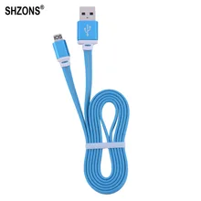 Flat Noodle Micro USB Charging Cable for Samsung S6 S7 Android Phone Light in Dark Data Cord for iPhone 5s 6s 7 Plus X177 X178
