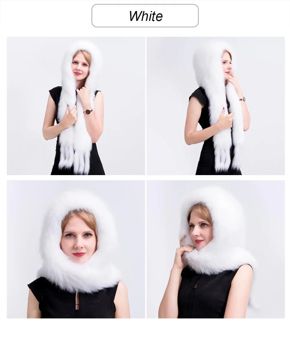 knit fox fur hat scarf color 5