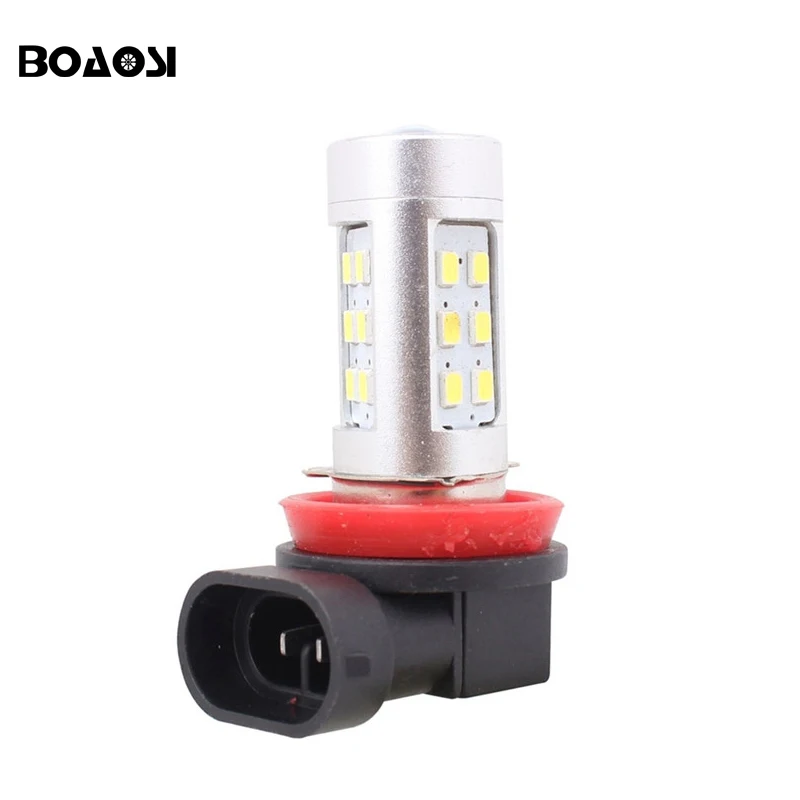 

BOAOSI 2pcs H11 H8 9006 HB4 12V 10W Car Styling Car Fog Lamp Car LED Headlight LED 21SMD Bulb Auto Daytime Running Lights