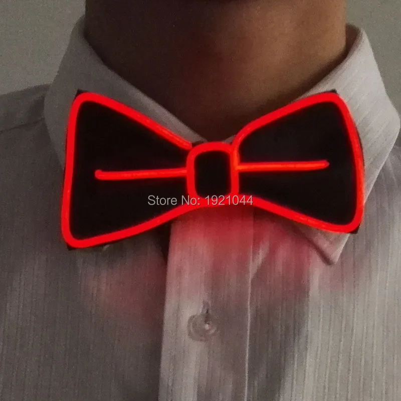 Cheap 10 Colors 100pcs Select Flashing Glowing EL wire Bowties Luminous Novelty Cravat For Dance Ball Evening Party Wedding Decoration