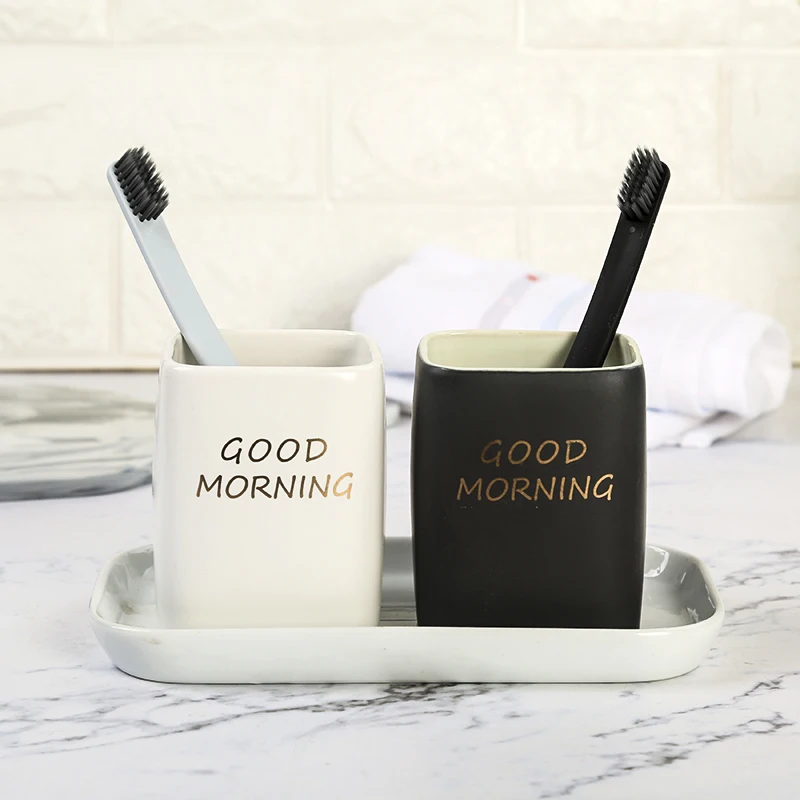

Bathroom Tumblers Toothbrush Cup Wash Gargle Suit Cup Decorative Water Mug Luxury Printing Ceramic Material Wash Cup 17