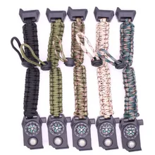 Военный браслет для выживания Мужской многофункциональный светодиодный светильник SOS уличный Паракорд Кемпинг спасательный аварийный трос плетеный браслет