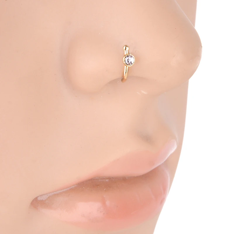 Septum Clicker Nose Ring Nose Piercing Cubic Zirconia 100% Surgical Steel 