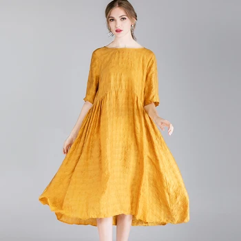 

Summer Dress Women Solid Plus Size Black Summer Spring 2019 Woman Black Yellow Party Short Sleeve Elegant Bohemian Dresses Lady