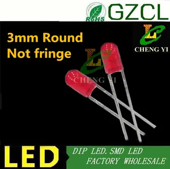 

Without fringe DIP 3mm led DIFFUSED RED round 2-pin light diode 1.8-2.2V 1000PCS Free shipping